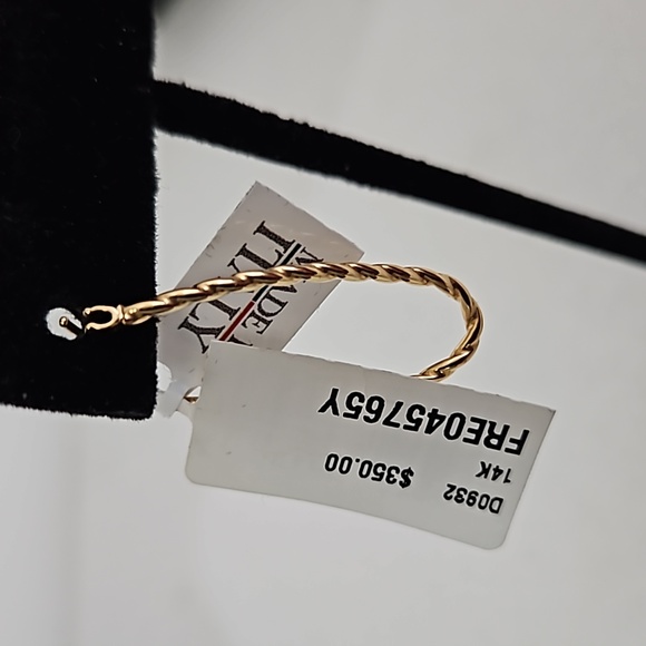 NWT Saks Fifth Avenue 14k Gold Twist Earrings - Picture 3 of 6